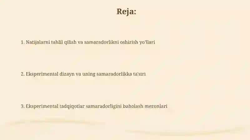 Eksperimental qidiruv ishlarining samaradorligi 2