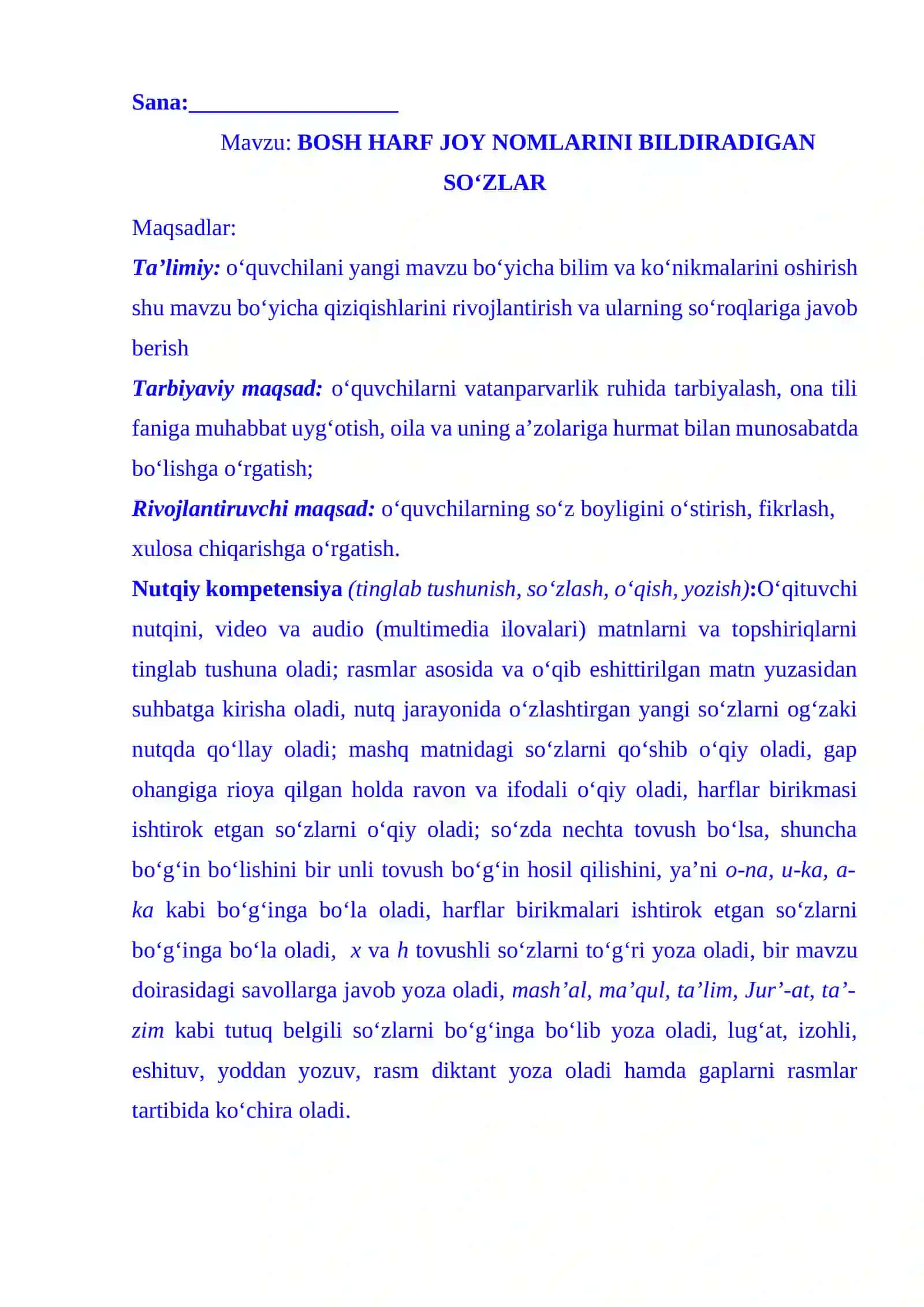 1-sinf ona tili fanidan Shaxs Hayvonlarga atab qo‘yilgan nomlar 4-chorak 2