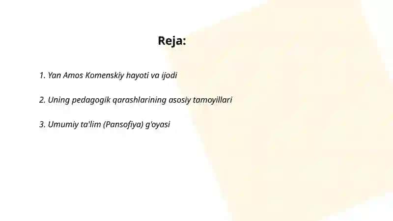 Yan Amos Komenskiyning pedagogik g'oyalari 2