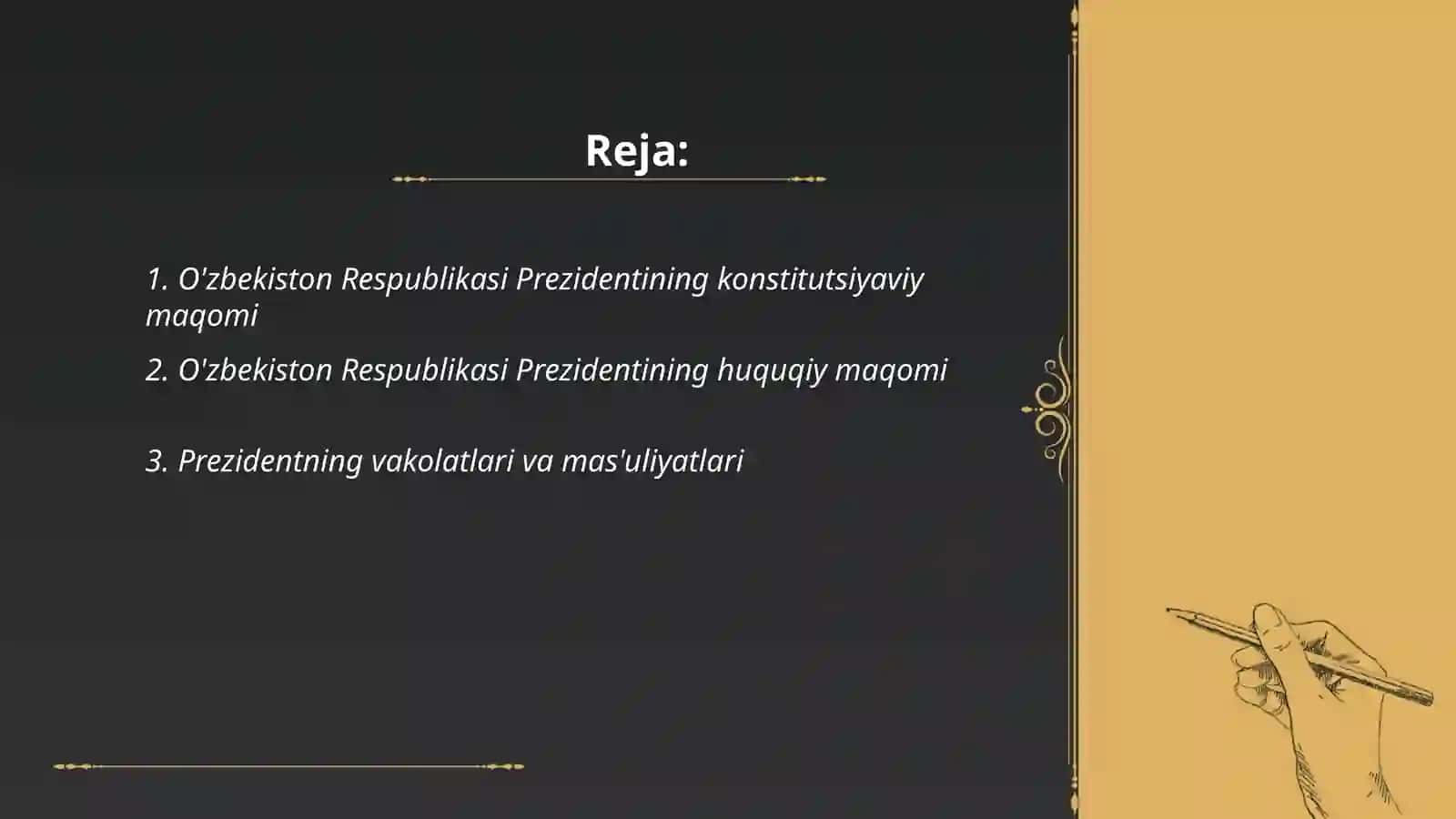 O'zbekiston Respublikasi Prezidentining konstitutsiyaviy maqomi 2