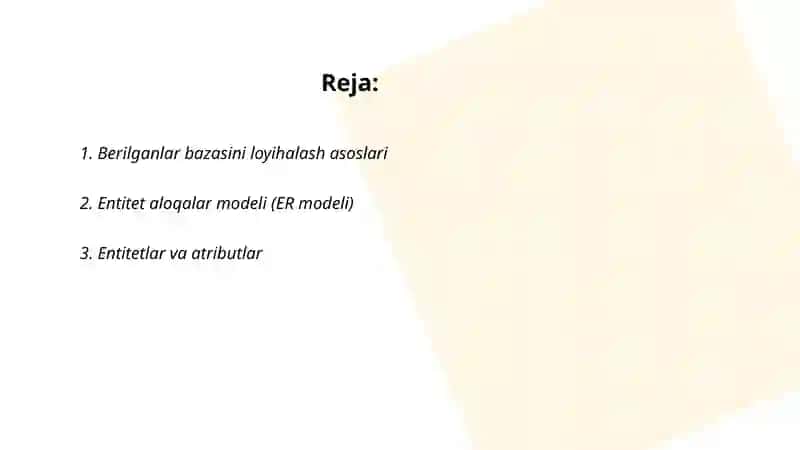 Berilganlar bazasi loyihalash asoslari 2