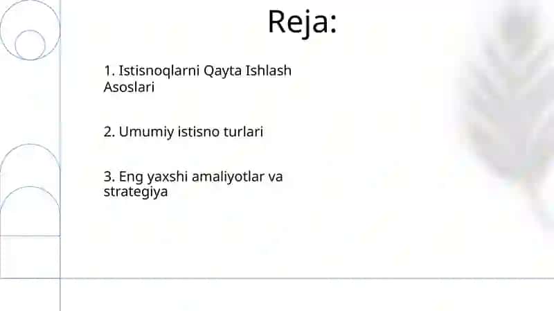 Istisno holatlarni qayta ishlash 2