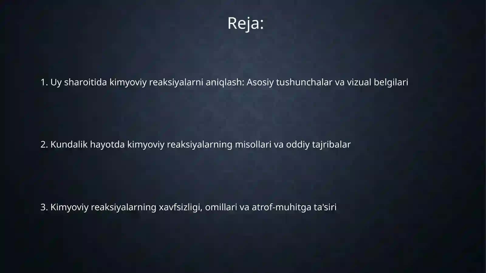 Uy sharoitida kimyoviy reaksiyalarni aniqlash 2