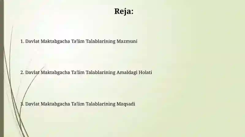 Davlat Maktabgacha Ta'lim Talablarining Maqsadi 2