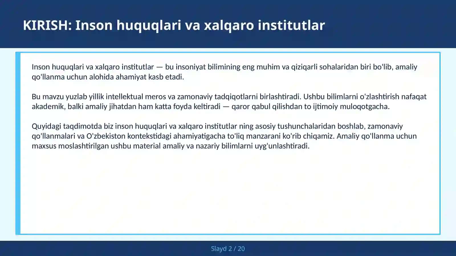 Inson huquqlari va xalqaro institutlar 2