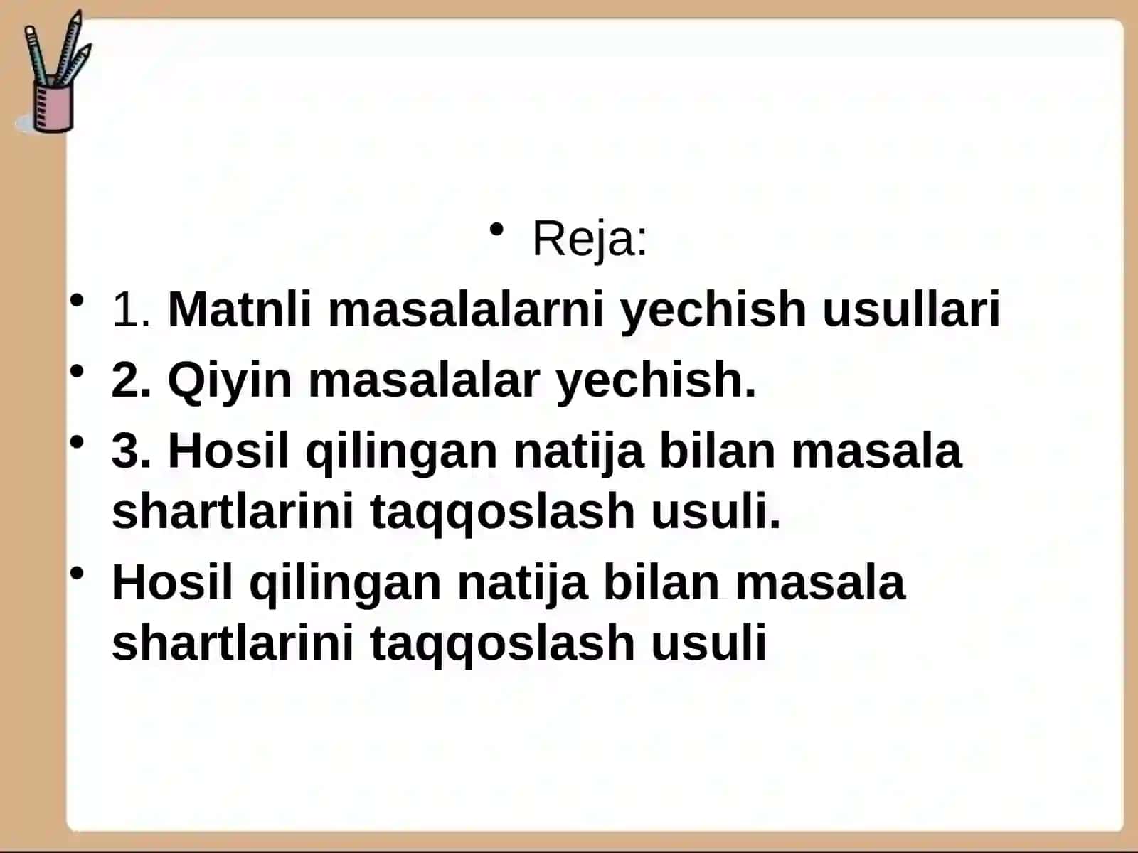 Matematik darslarida turlixil qiyinlikdagi misol va masalalarni yechish 2