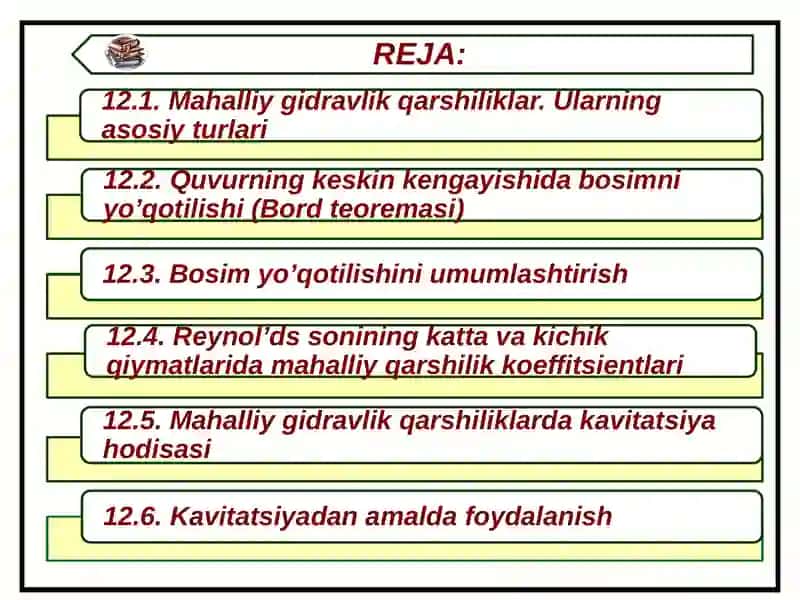 Mahalliy gidravlik qarshiliklar. Ularning asosiy turlari 2