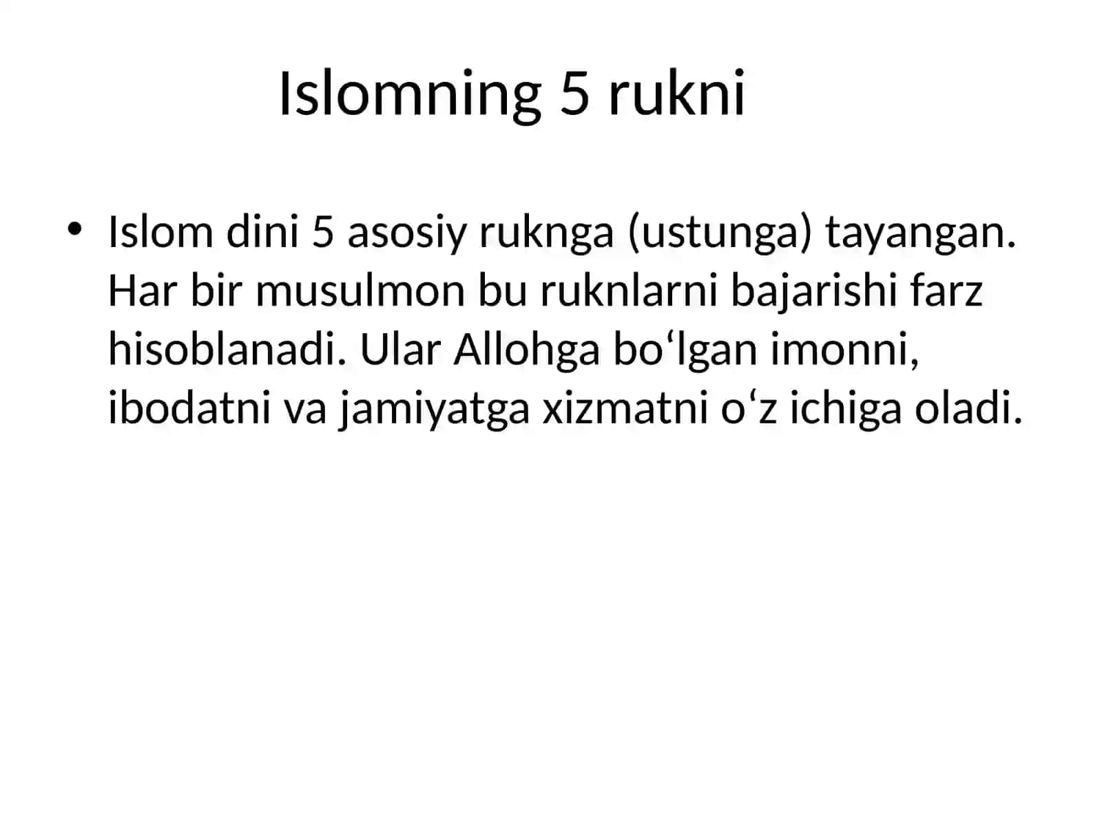 Islomning 5 rukni 2