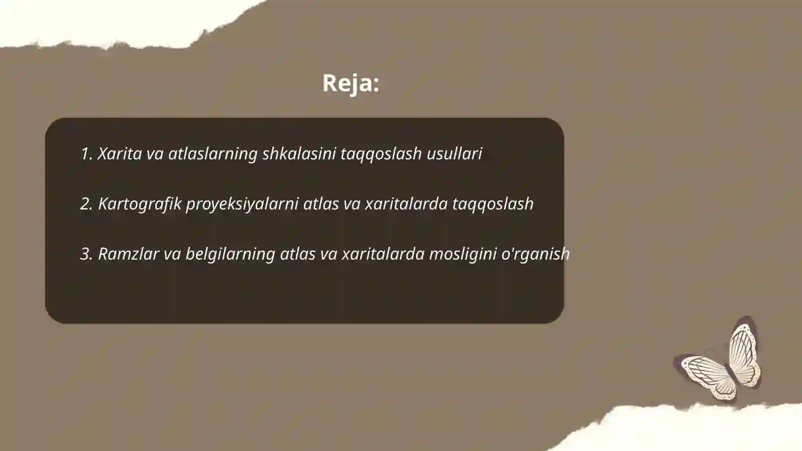 Geografik xarita va atlaslarni taqqoslash usuli bilan oʻrganish 2