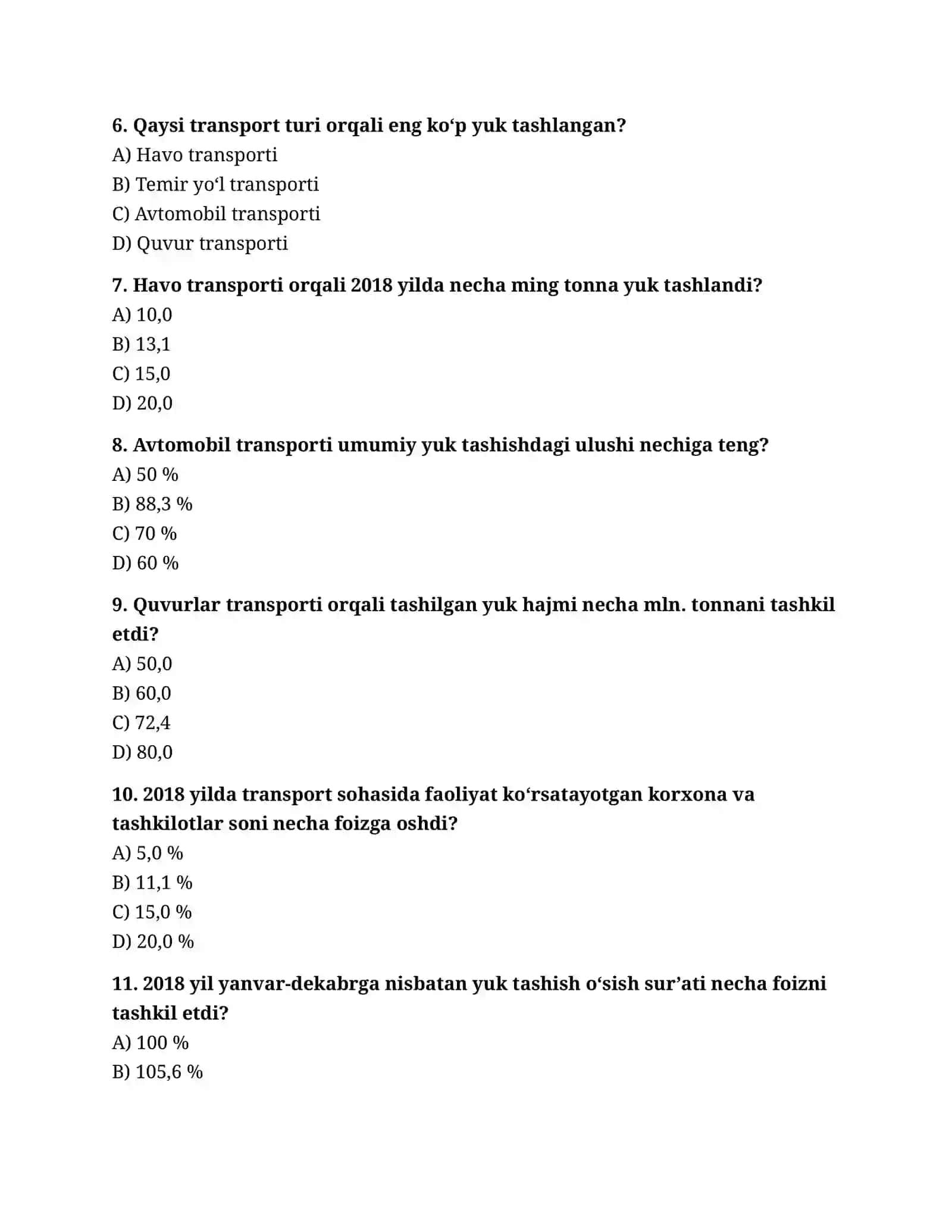 O’zbеkistоn Rеspublikаsidа trаnspоrt хizmаtlаri bоzоrining хоzirgi хоlаti vа uning iqtisоdiy tахlili 2