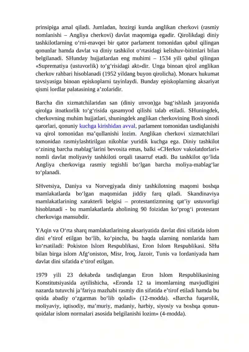 O‘zbekistonda Davlatning Din va Diniy Tashkilotlar Bilan Munosabati 2