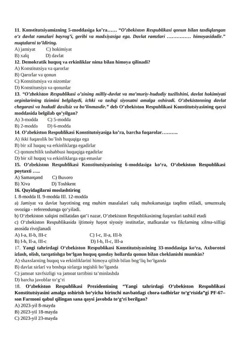O‘zbekiston Respublikasining Konstitutsiyasi 2