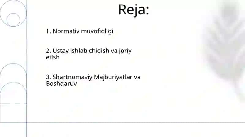 Tashkiliy hujjatlar.Nizom, ustav, shartnoma 2
