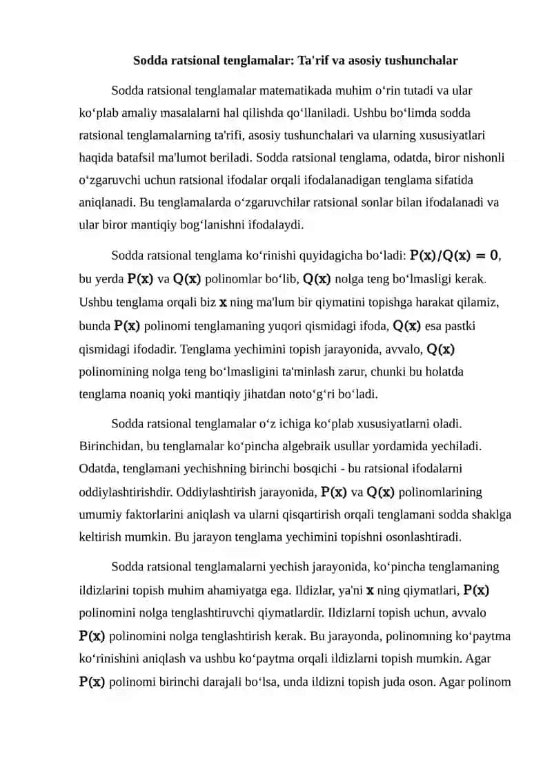 Sodda ratsional tenglamalar 2