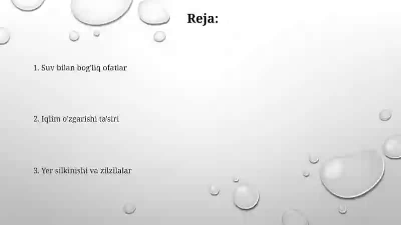Tabiiy Ofatlar va ularning oqibatlari 2