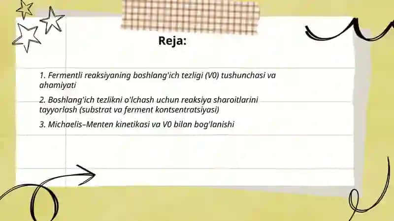 Fermentli reaksiyalarning boshlang’ich tezligi va uni aniqlash usullari 2
