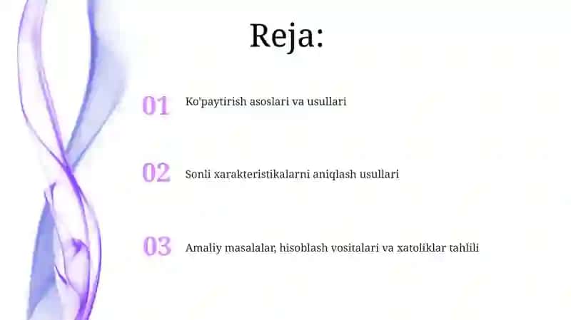 Sonli tavsiflarni aniqlashning ko'paytirish va boshqa usullari 2