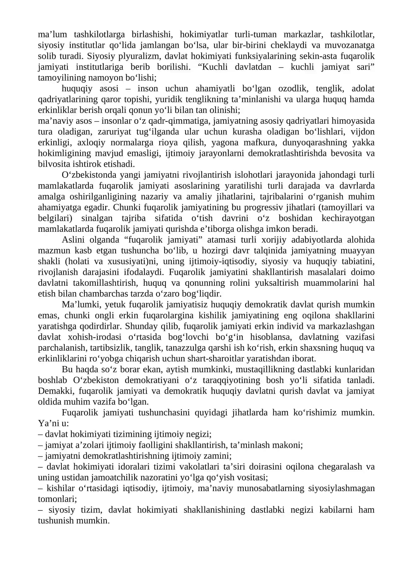 Oʻzbekistonda Demokratik, Fuqarolik Jamiyati Asoslari 2