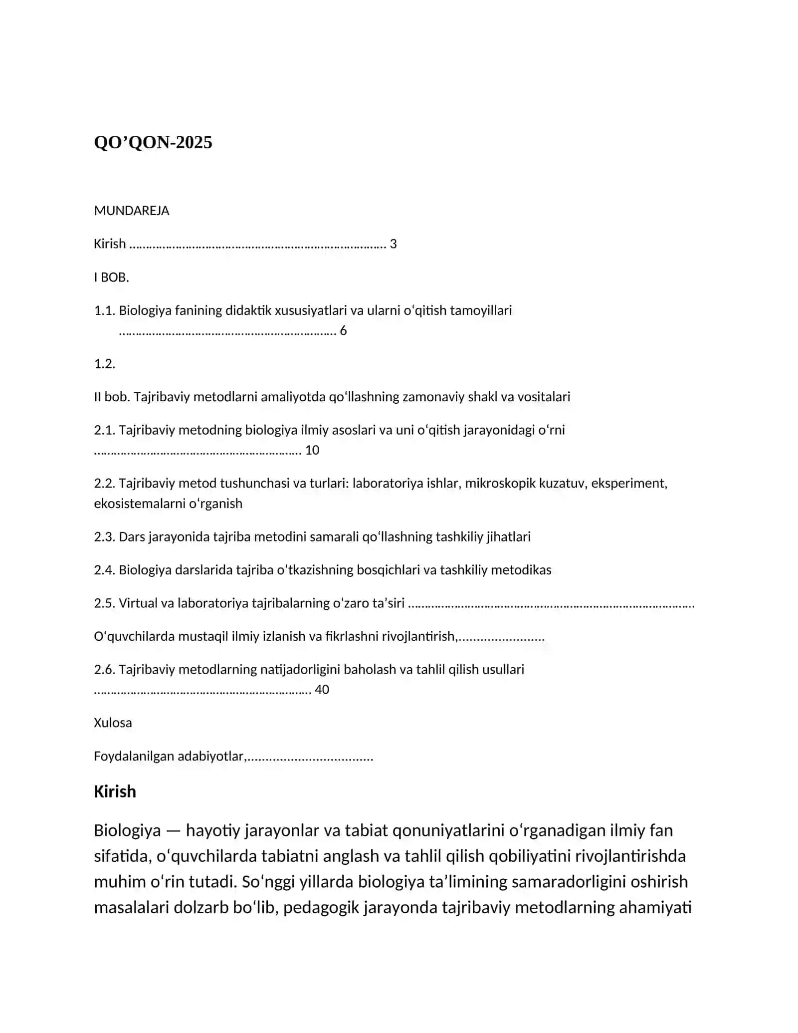 BIOLOGIYA O’QITISH METODIKASI FANIDAN 2