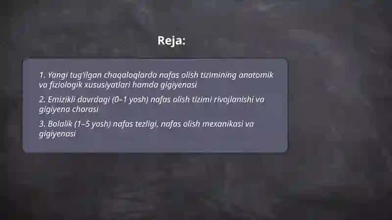 Nafas olish tizimining yosh xususiyatlari va gigiyenasi 2