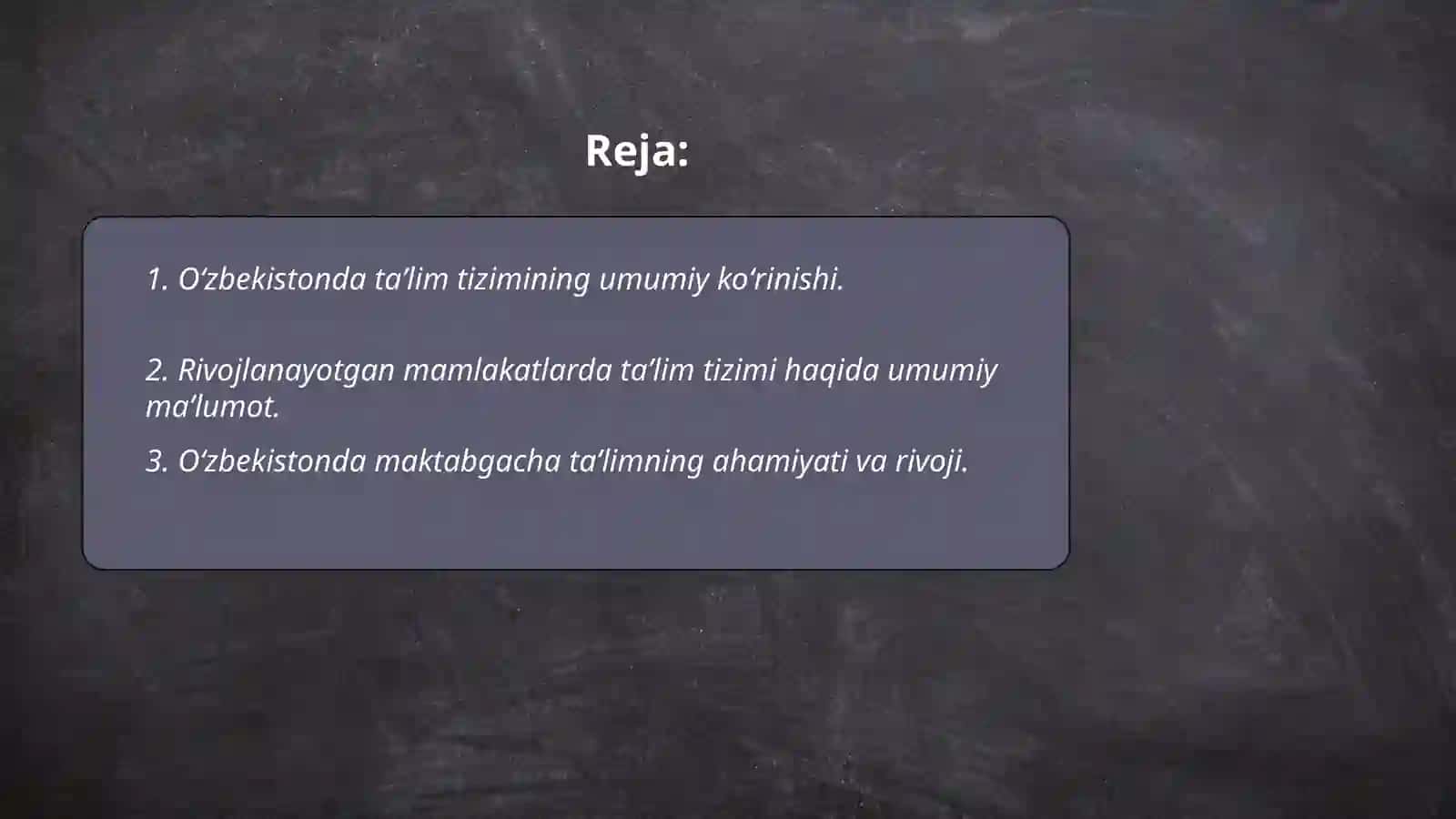 Oʻzbekiston va rivojlanayotgan mamlakatlar taʼlim tizimini tahlil qilish 2