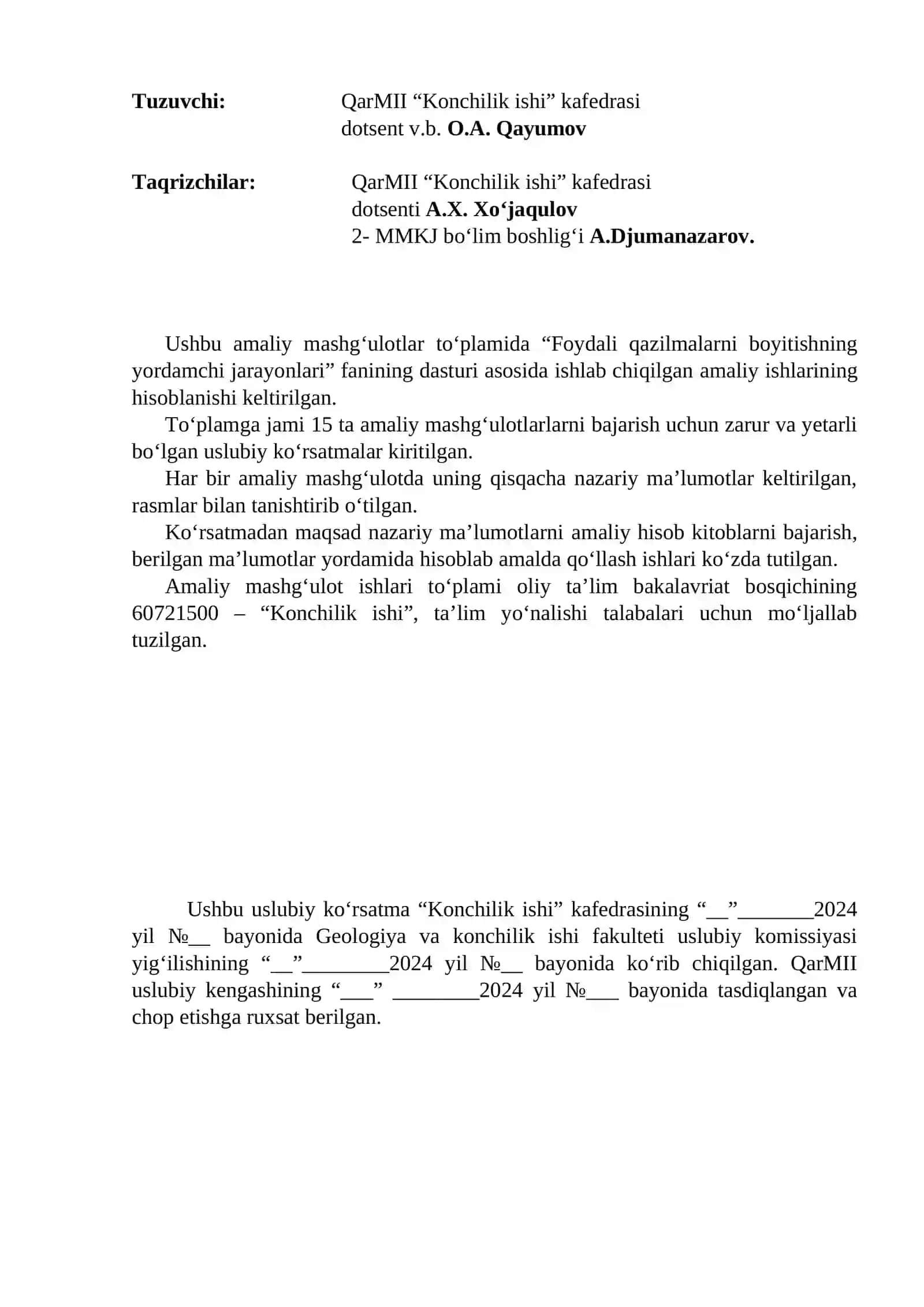 Foydali Qazilmalarni Boyitishning Yordamchi Jarayonlari 2
