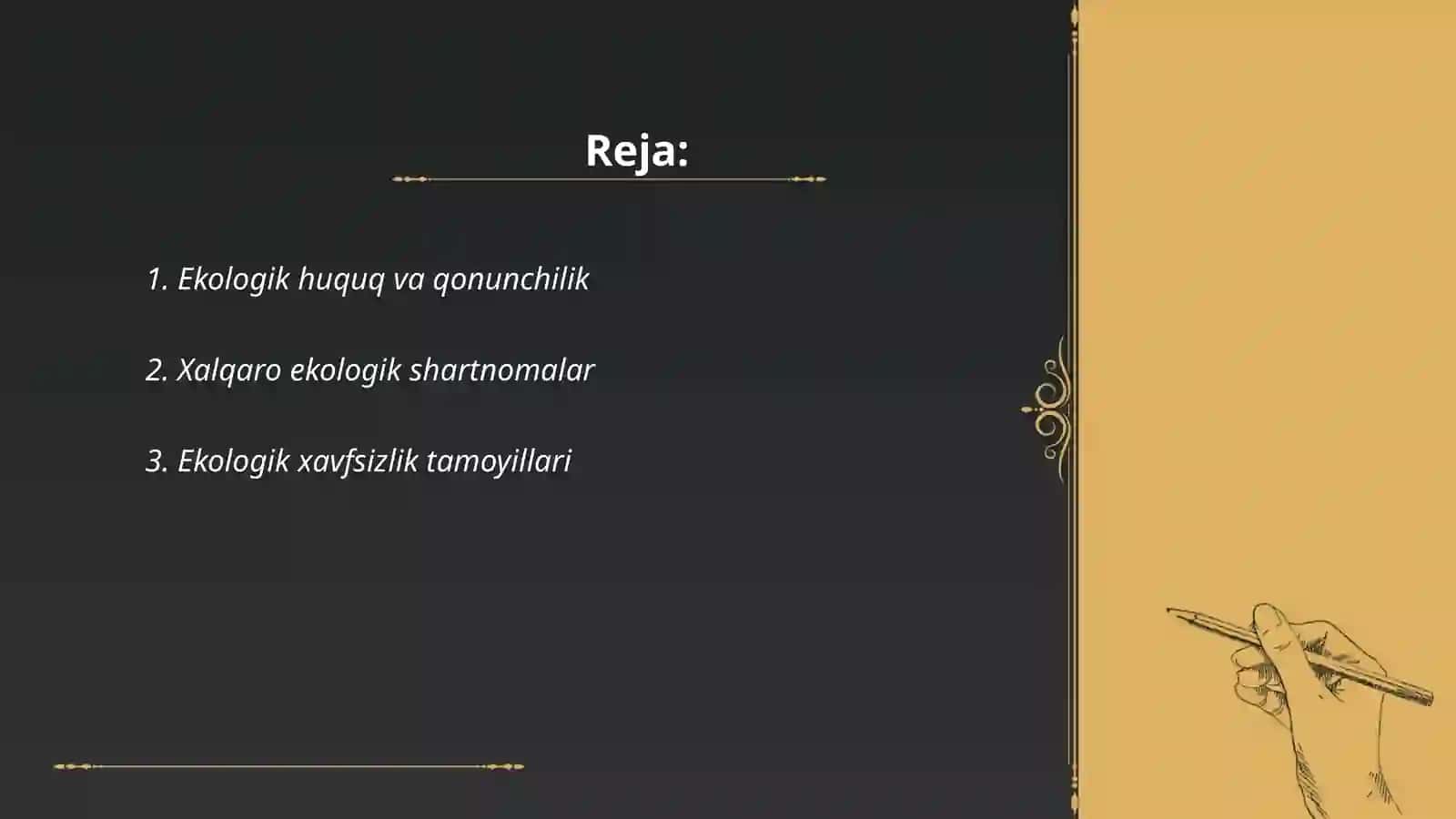 Ekologiya va Tabiatni Muhofaza qilish: qonun va tamoyillar 2