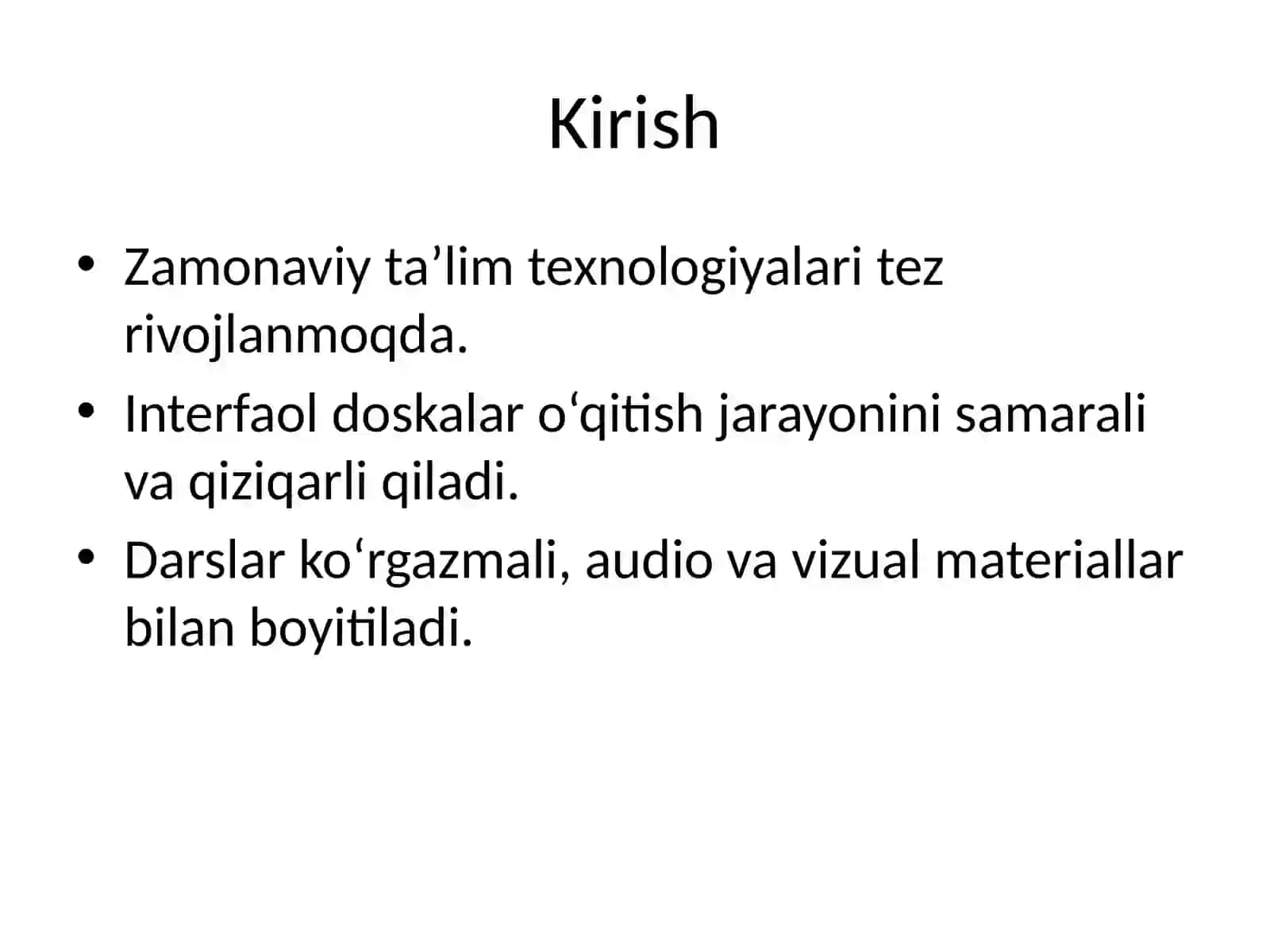 Interfaol doskalarning dasturiy ta’limoti va ulardan foydalanish 2