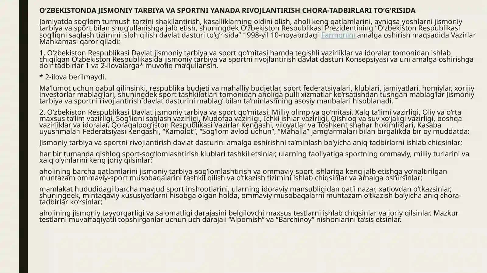 O’zbekiston Respublikasi Jismoniy Tarbiya 2