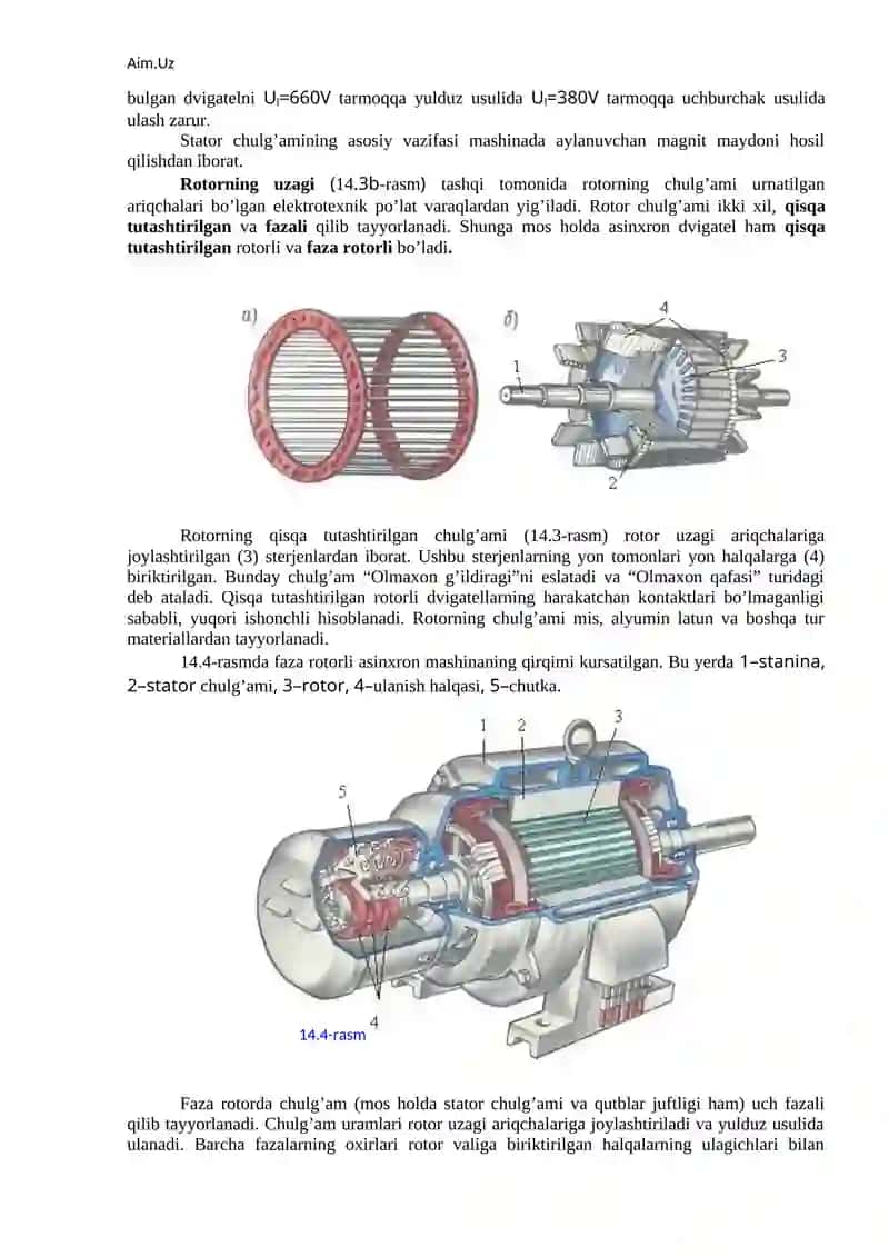Asinxron va sinxron elektr dvigatellari 2