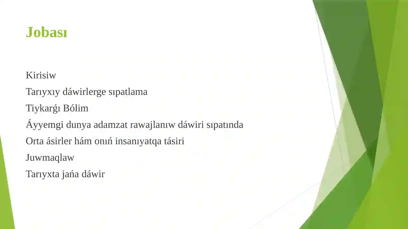 Tema. Ruw jámáátiniń ıdırawı 2
