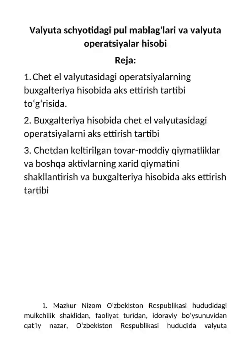 "Pul mablag'lari harakati to'g'risidagi hisobot" 2
