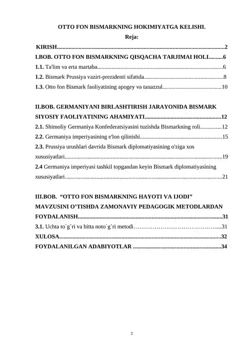 OTTO FON BISMARKNING HOKIMIYATGA KELISHI 2