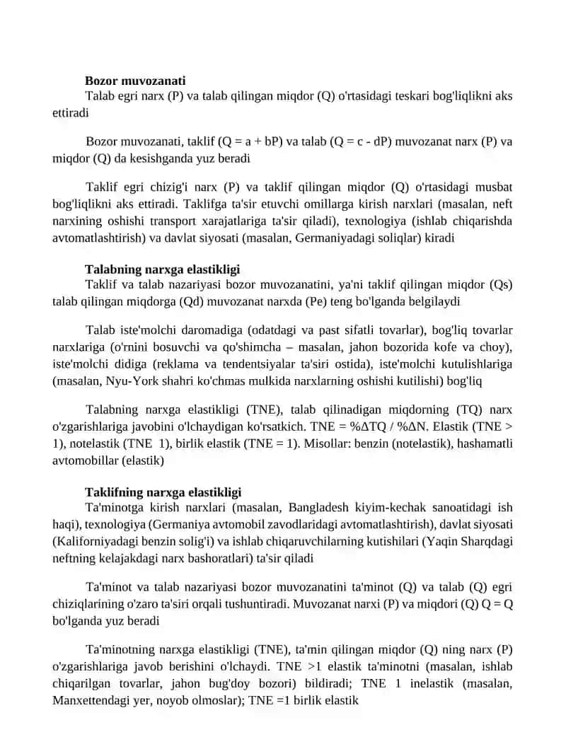 Talab va taklif nazariyasi 2