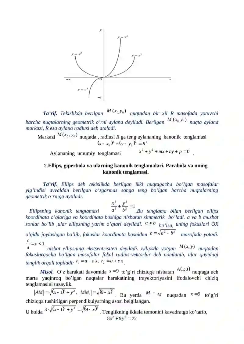 TEKISLIKDA IKKINCHI TARTIBLI EGRI CHIZIQLAR 2