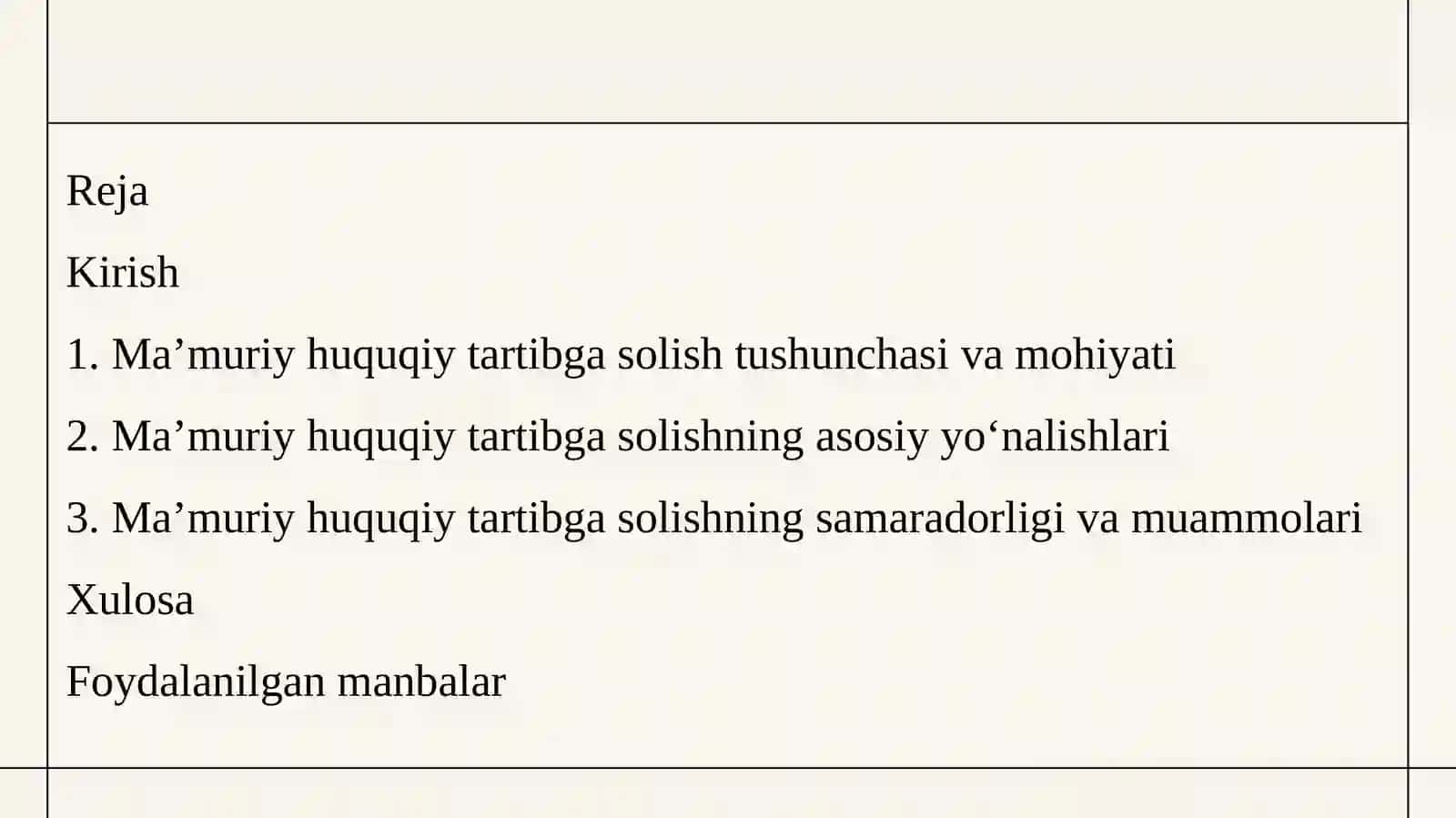 Ma’muriy huquqiy sohani ma’muriy huquqiy tartibga solish. 2