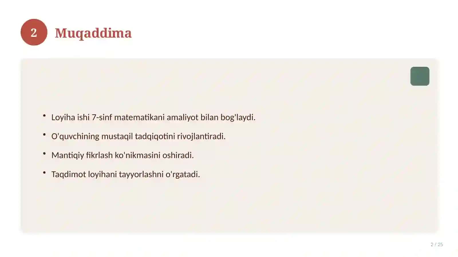 7-sinf matematika fanidan Loyiha ishi 2