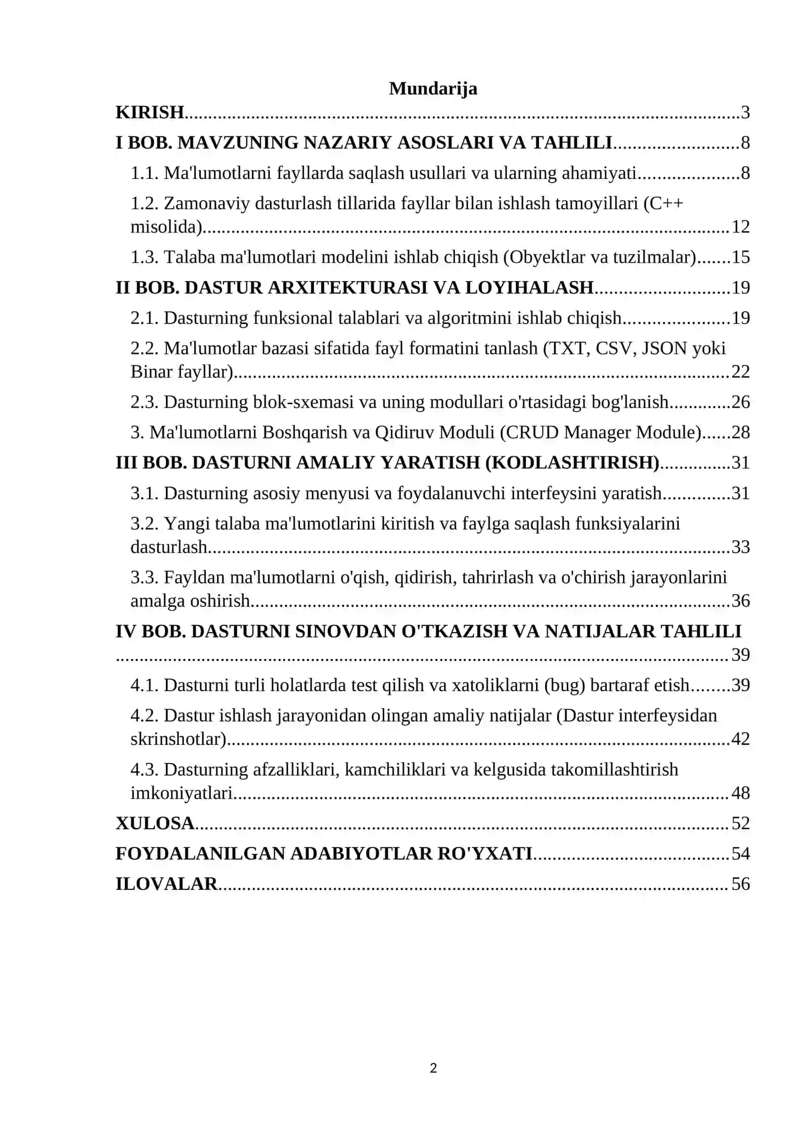 TALABALAR MA’LUMOTLARINI FAYLDA SAQLASH VA IZLASH DASTURI 2