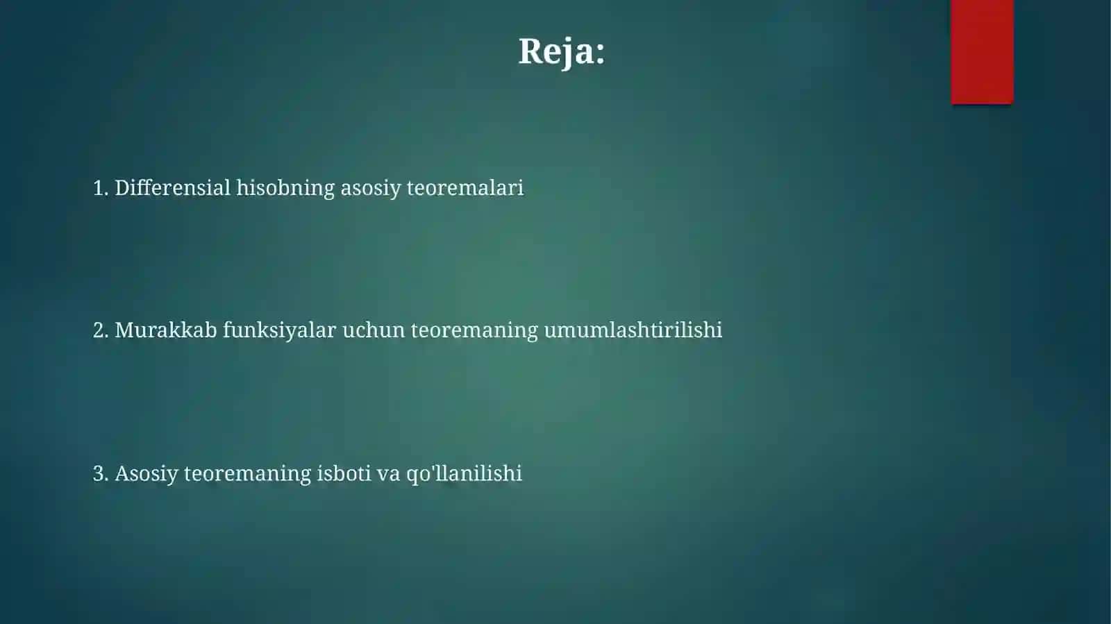 Differensial hisobning asosiy teoremalari 2