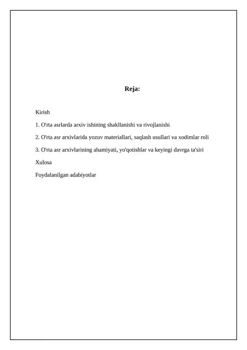 O'rta asrlarda arxiv ishi tarixi 2