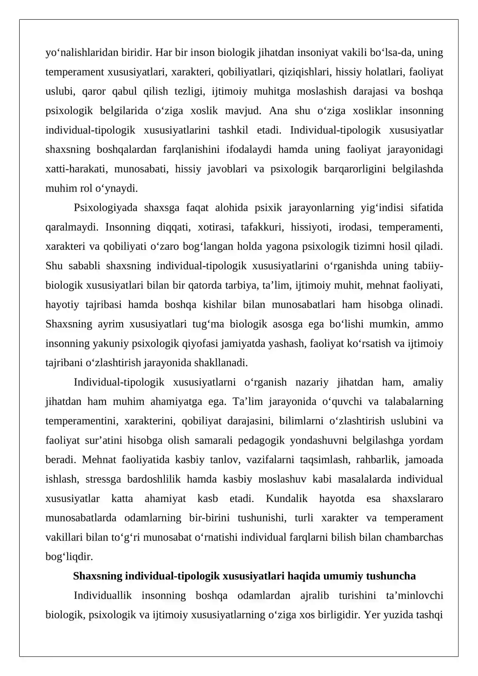 Shaxsning individual-tipologik xususiyatlari. 2