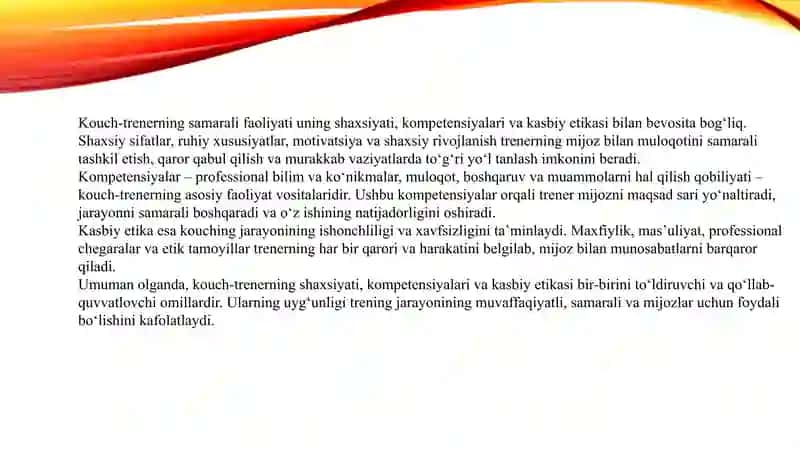 Kouch-trener shaxsi, kompentensiyalari va kasbiy etikasi 2