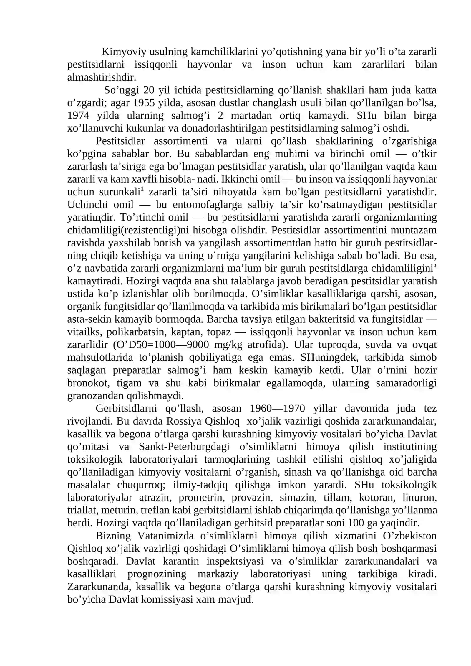 O’SIMLIKLARNI KIMYOVIY HIMOYA QILISH USULLARI. UMUMIY QISM 2