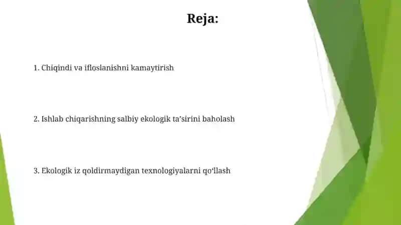 Ishlab chiqarishlarni atrof muhitga salbiy tasirlarni minimallashtirish 2