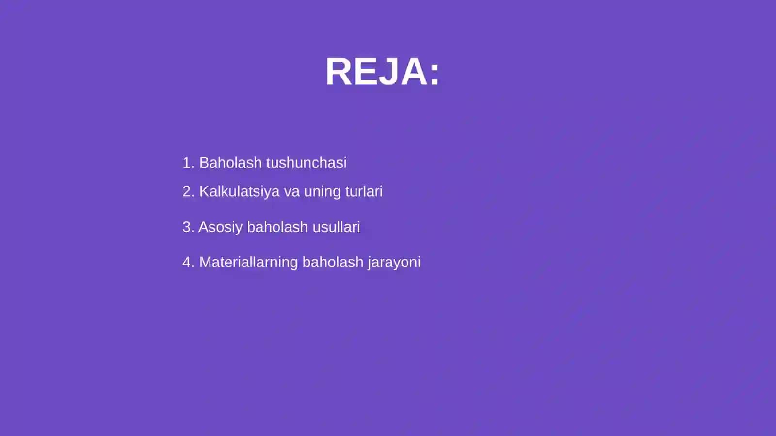 Baholash va kalkulatsiya 2