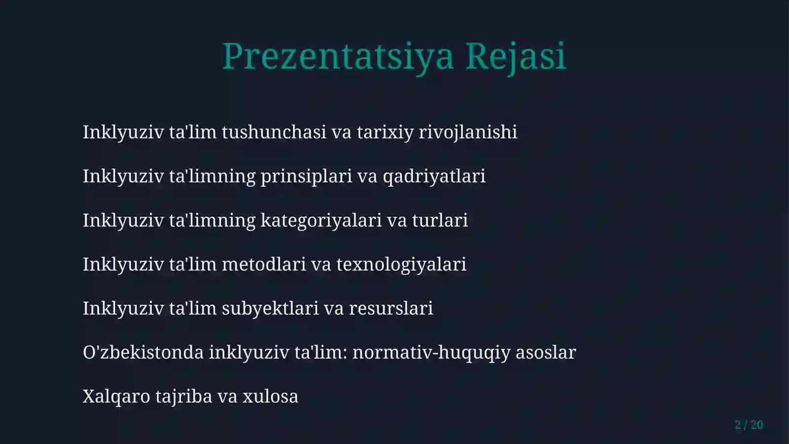 Inklyuziv ta'lim prinsiplari, metodlari, kategoriyalari 2