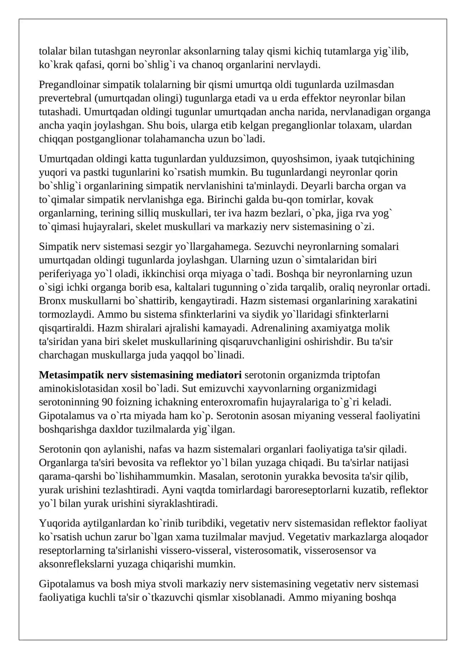 Asab tizimini boshqarishda vegetativ nerv sistemasining ahamiyati 2