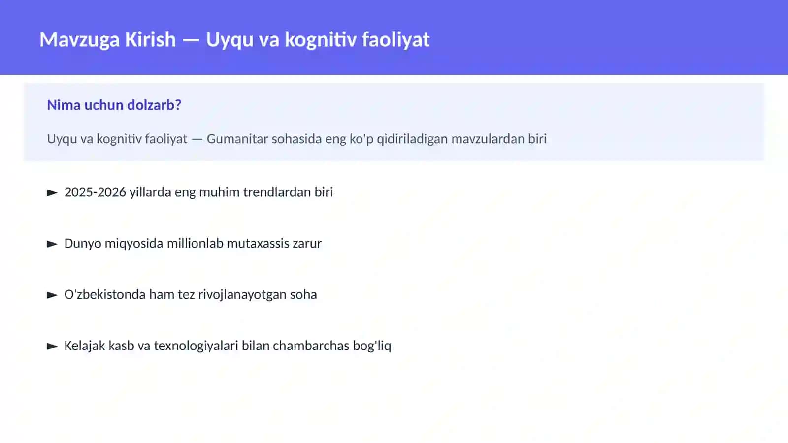 Uyqu va kognitiv faoliyat 2