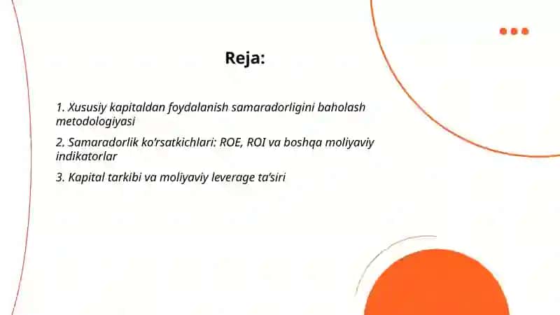 Xususiy kapitaldan foydalanish samaradorligining tahlili 2