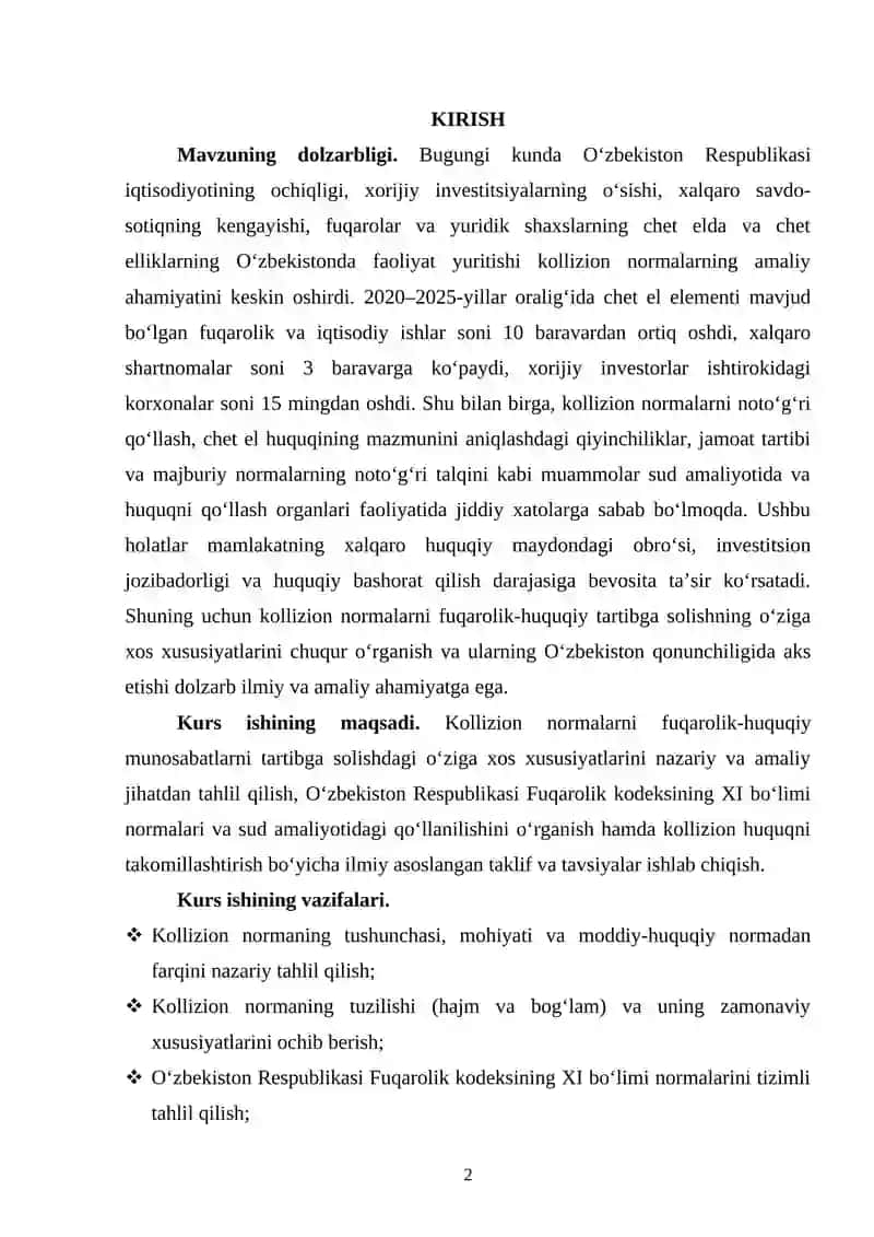 KOLLIZION NORMALARNI FUQOROLIK- HUQUQIY TARTIBGA SOLISHNING OʻZIGA XOS XUSUSIYATLARI 2